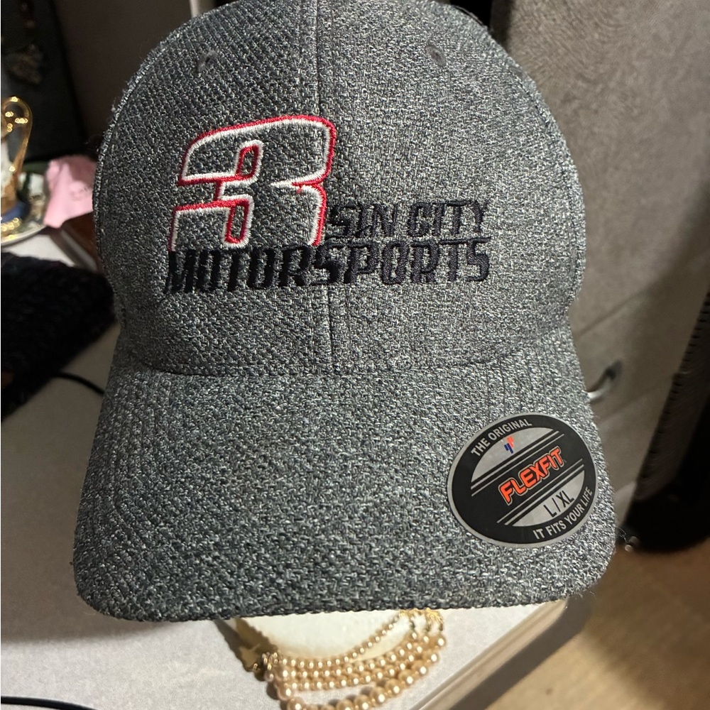 Gray Flexfit Motorsports Cap